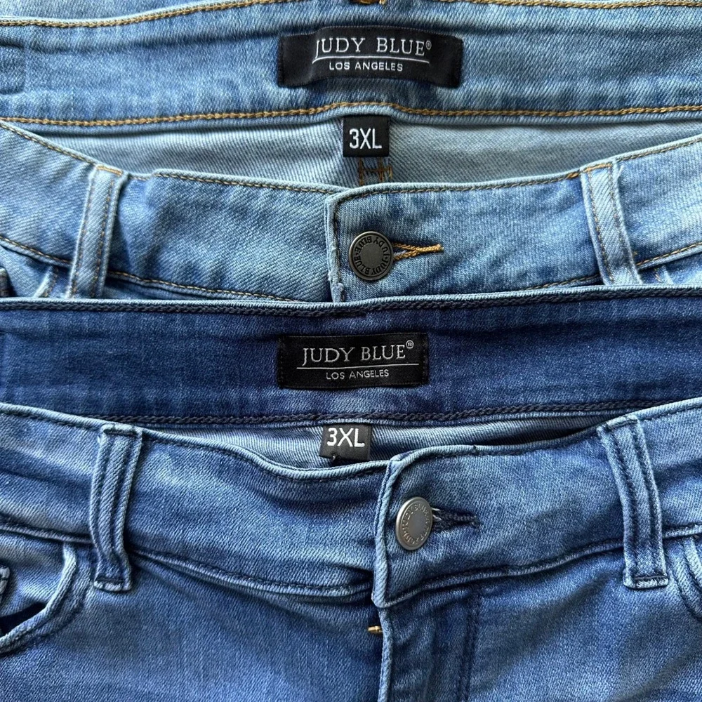 Judy Blue Denim Shorts Bundle of 2 Light & Medium Wash Distressed Raw Hem 3X